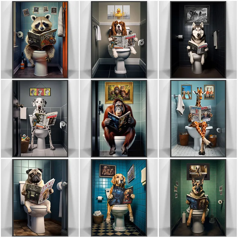 Home Bathroom Pic - Affiches murales amusantes sur l'art animalier,