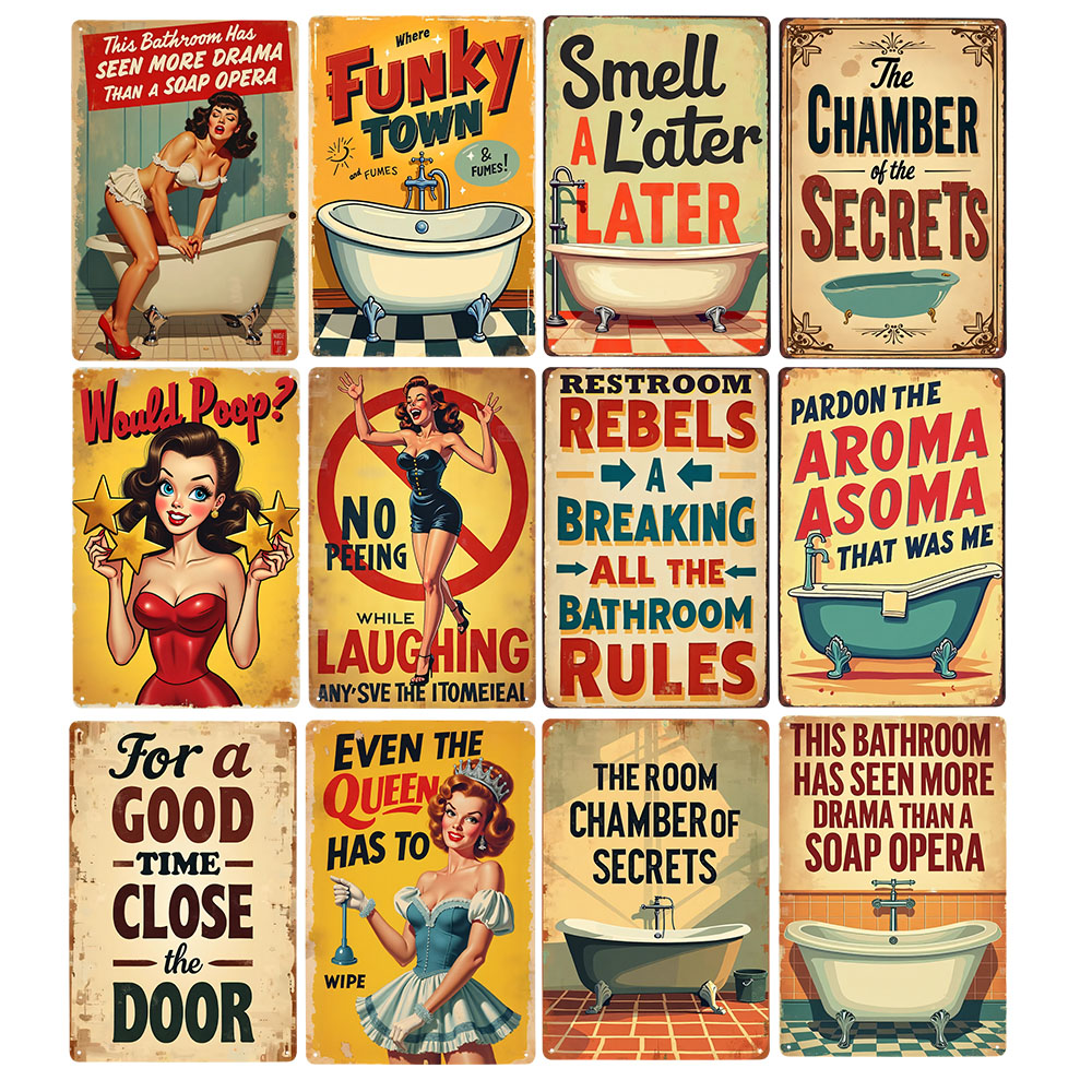 Home Bathroom Ideas - Panneau métallique Vintage avec règles de