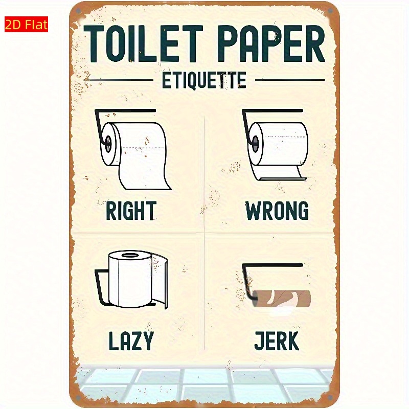Home Bathroom Etiquette - Panneau d'étiquette en bois pour papier