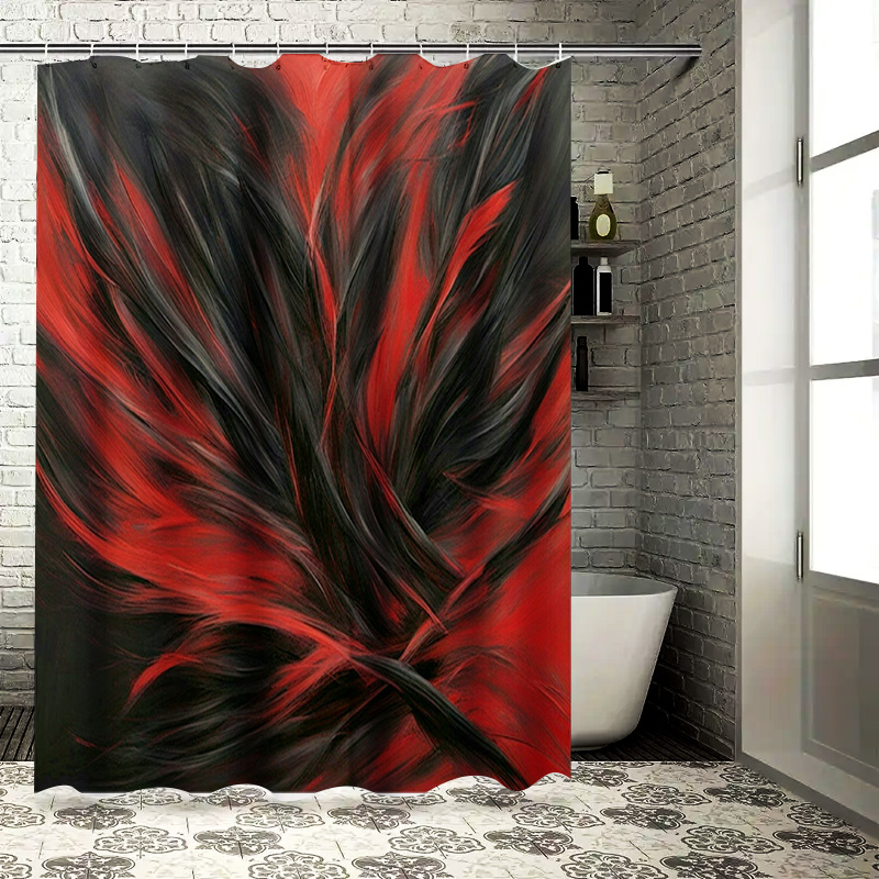 Home Bathroom Ideas - Rideau de douche imprimé abstrait rouge