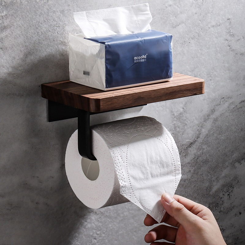 Home Bathroom Towel Dispenser - Porte-serviettes en bois massif, support mural