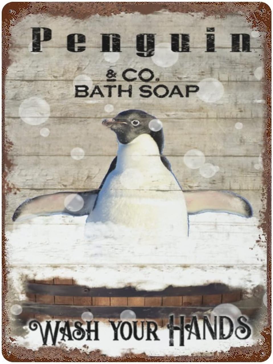 Home Bathroom Pic - Plaque suspendue en fer Vintage, pingouin,