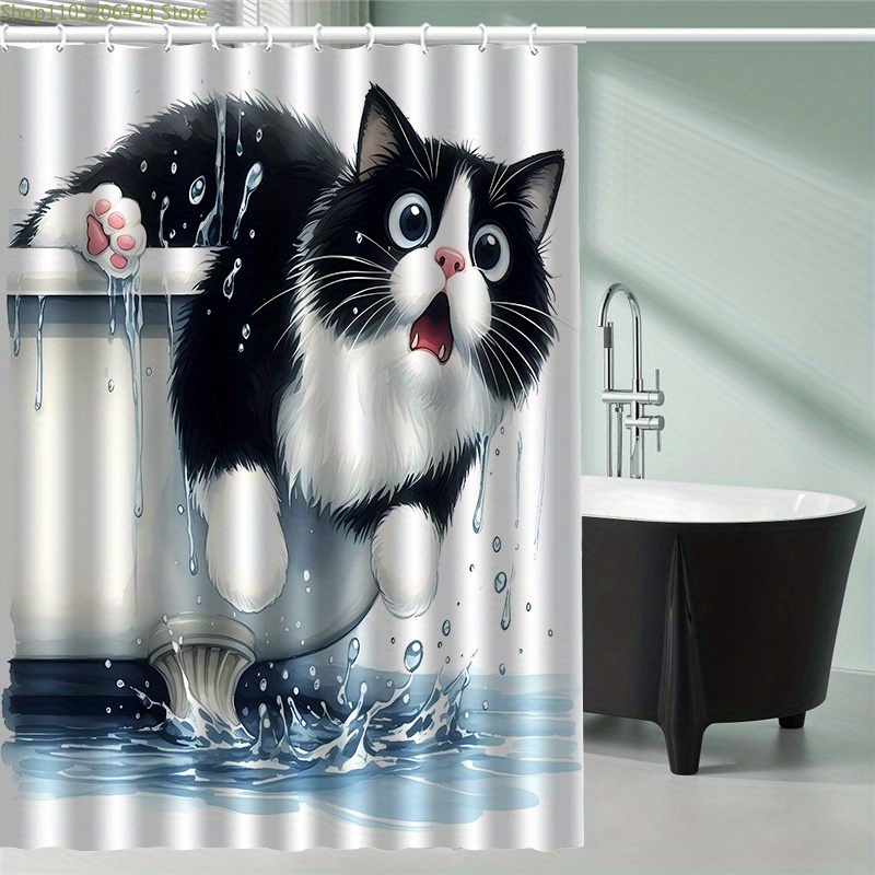 Home Bathroom Ideas - Rideau de Douche Amusant avec Chat
