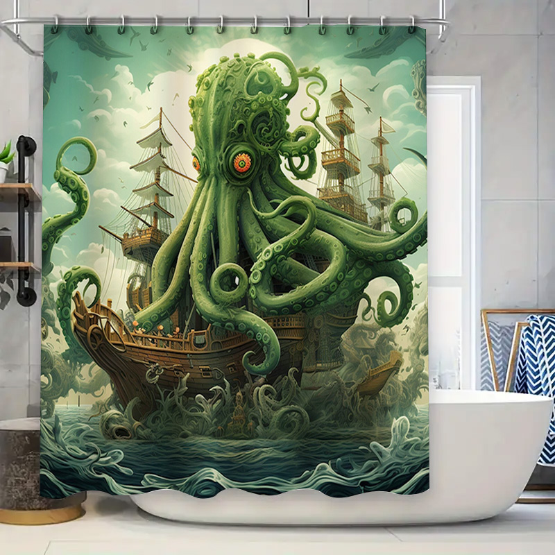 Home Bathroom Ideas - Rideau de douche de bateau poulpe,