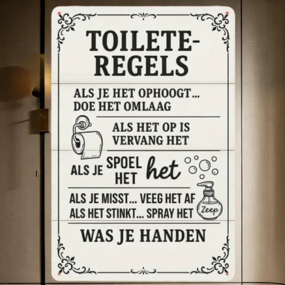 Home Bathroom Etiquette - Panneau métallique 2D Règles de salle