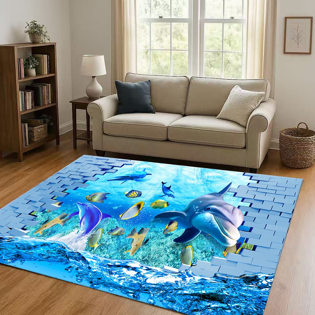 Home Bathroom Break - Tapis mural antidérapant pour salon, Illusion