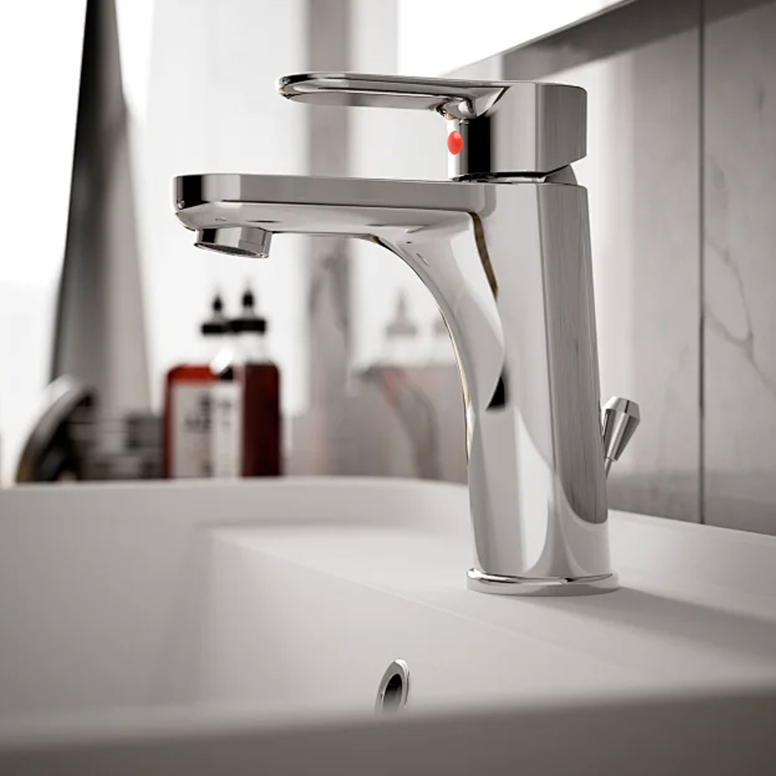 Home Bathroom Dimensions - Étiquettes de robinet rouge bleu, étiquettes