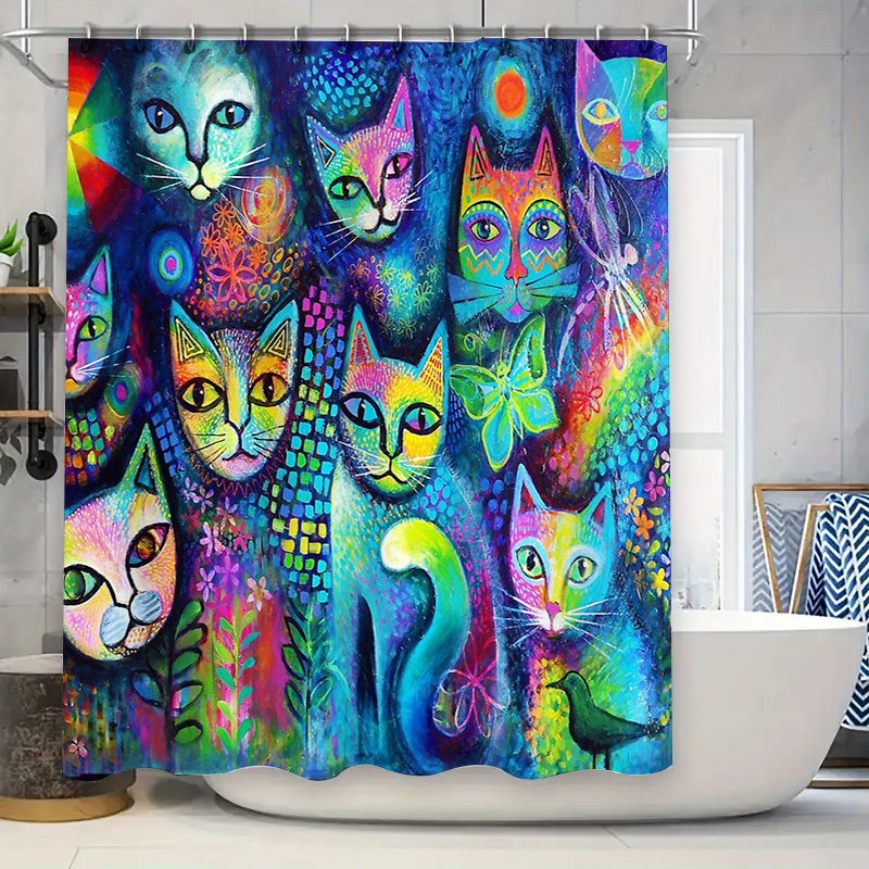 Home Bathroom Ideas - Rideau de douche chat, décor artistique