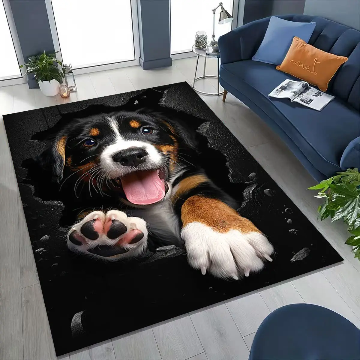 Home Bathroom Break - Tapis 3D Illusion Murale Chien Mignon