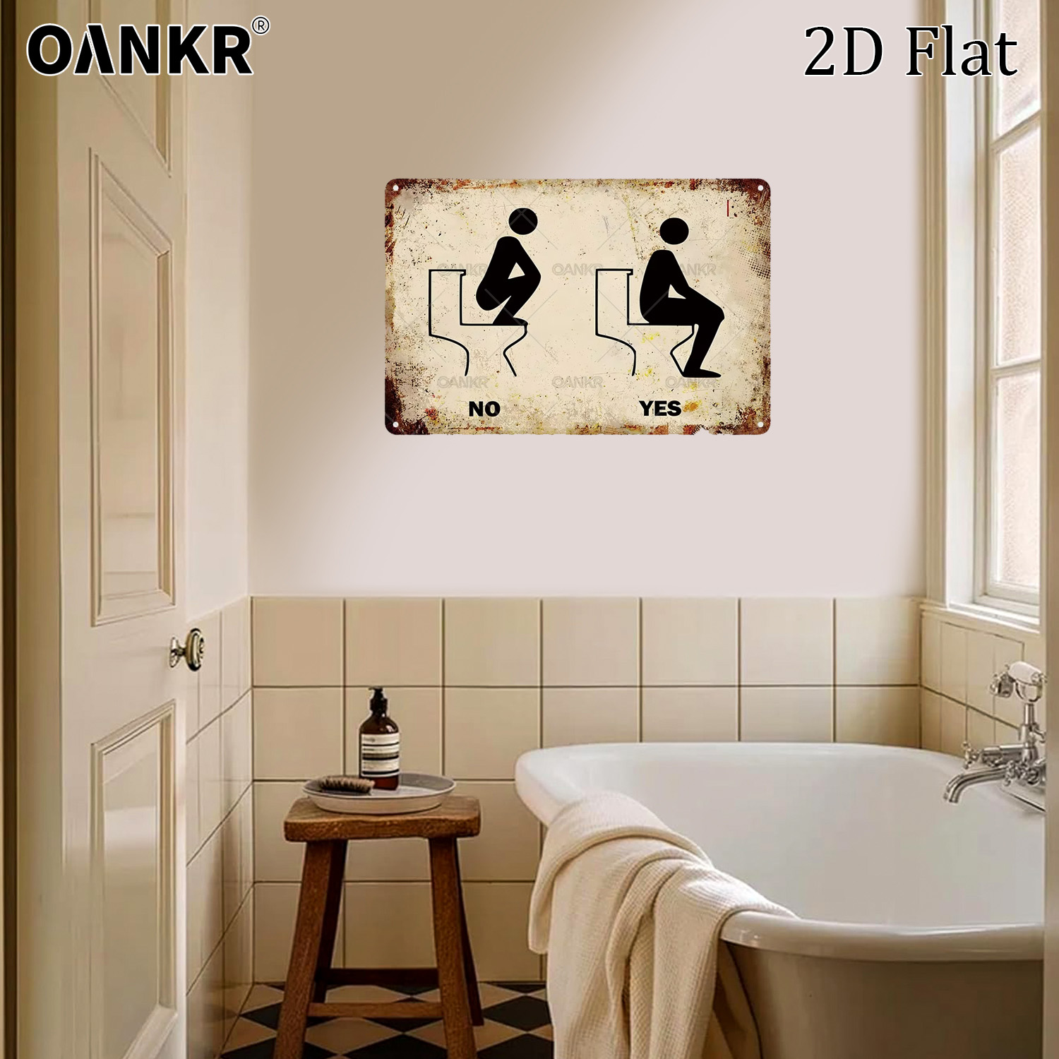 Home Bathroom Etiquette - Plaque en métal amusante sur l'étiquette