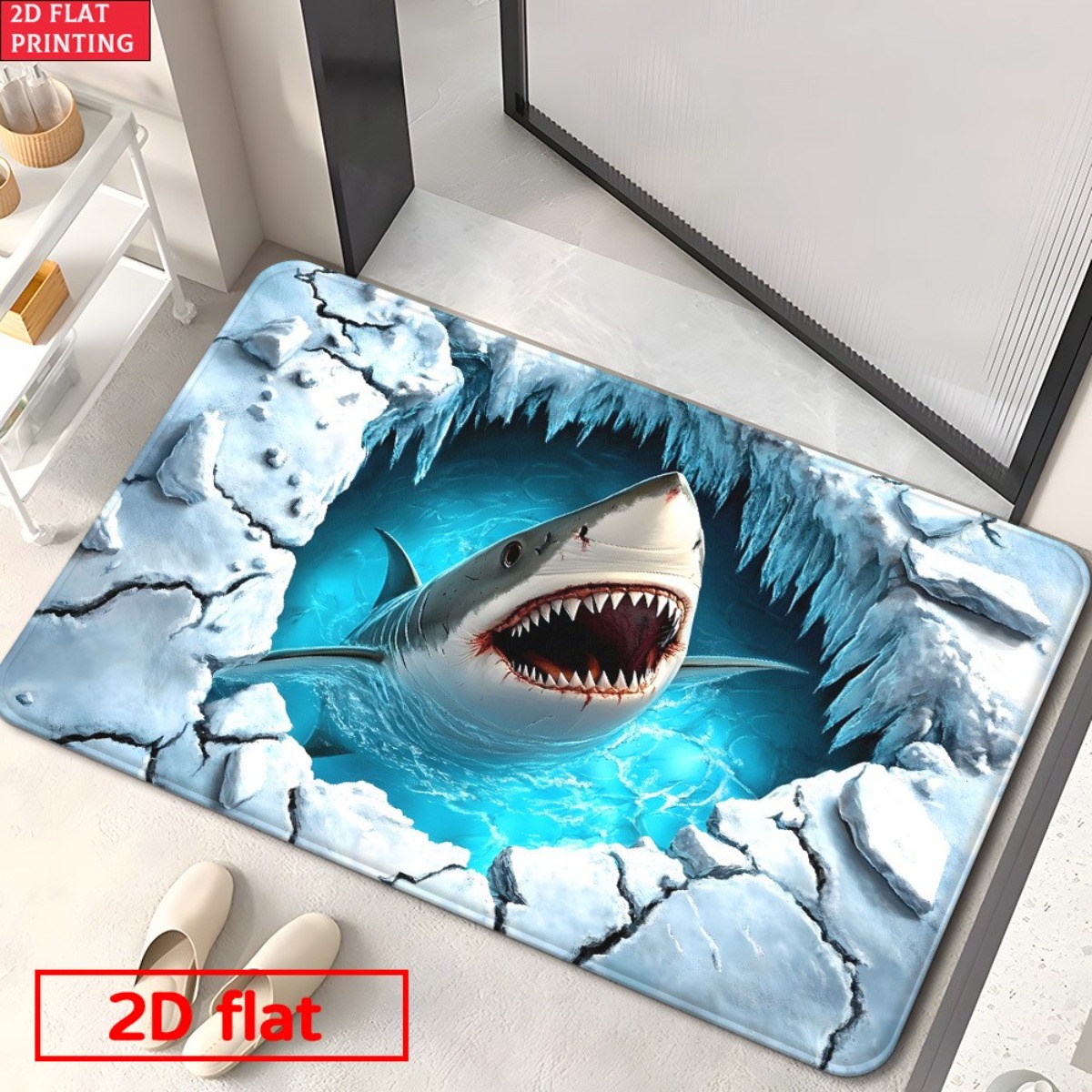 Tapis en flanelle 3D Requin br - Home Bathroom Break avis et prix