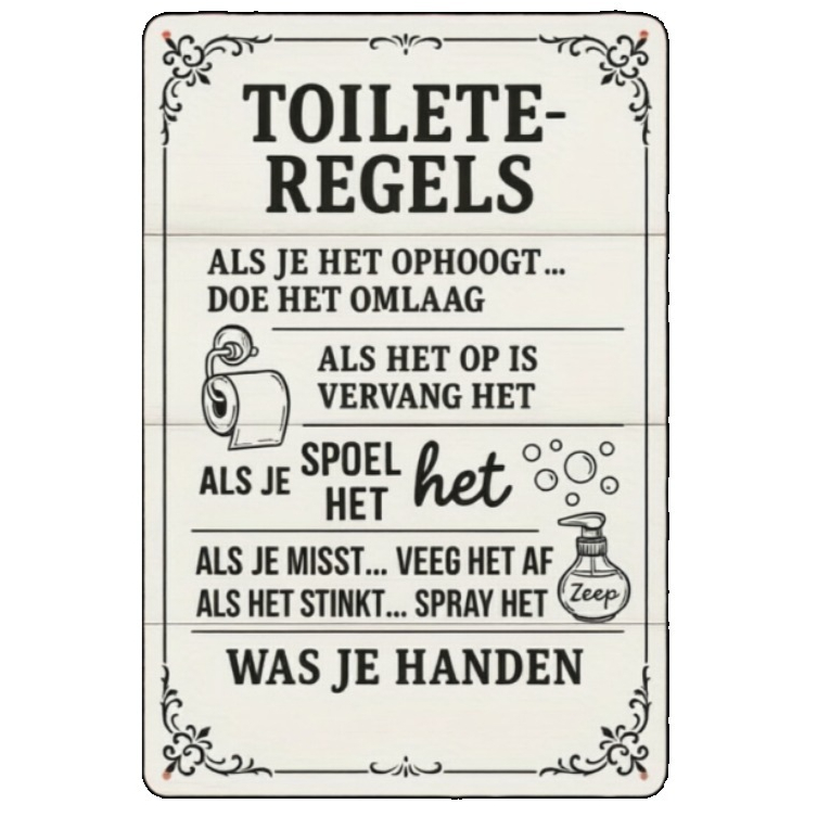 Panneau métallique 2D Règles d - Home Bathroom Etiquette avis et prix