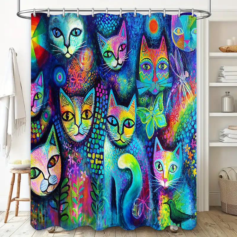 Rideau de douche chat, décor a - Home Bathroom Ideas avis et prix