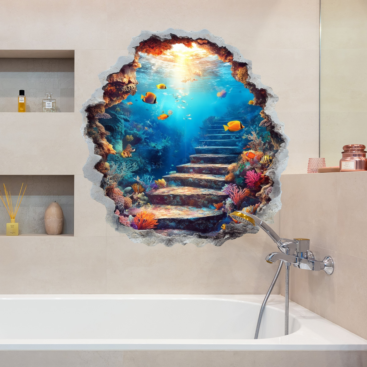 Sticker mural 3D Monde sous-ma - Home Bathroom Break avis et prix