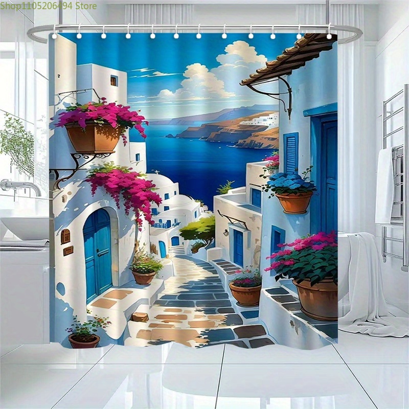 Rideau de douche Santorin, île - Home Bathroom Ideas avis et prix